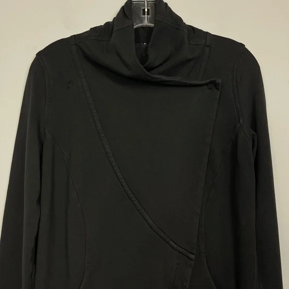 Lululemon Rulu Rally Wrap Black 6 Jacket Cardigan Sweater Snap Button Closure - Picture 11 of 16